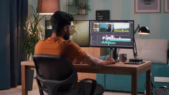 Indian Filmmaker Working in Living Room