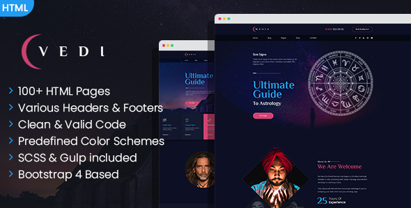 Vedi - astrology and esoteric SinglePage and MultePage HTML template