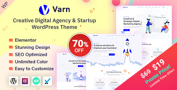 Varn – IT Startup & SEO Agency WordPress Theme Preview