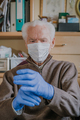Old man wearing protective mask and gloves - PhotoDune Item for Sale