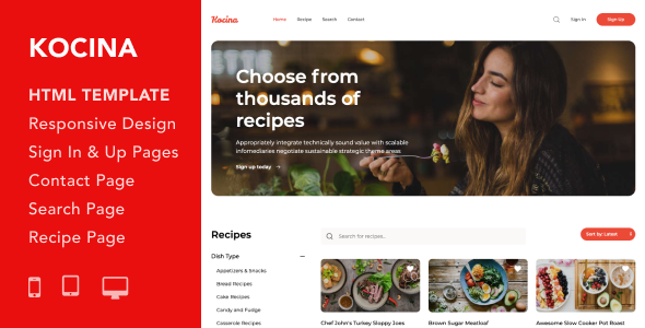 Kocina - Cooking Recipes HTML5 Responsive Template