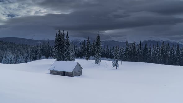 Time Lapse of Flowing Clouds Over the Mountains and Forest in Winter