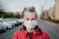 Portrait of Woman Wearing Protective Mask Against Covid-19 Outdoors - PhotoDune Item for Sale