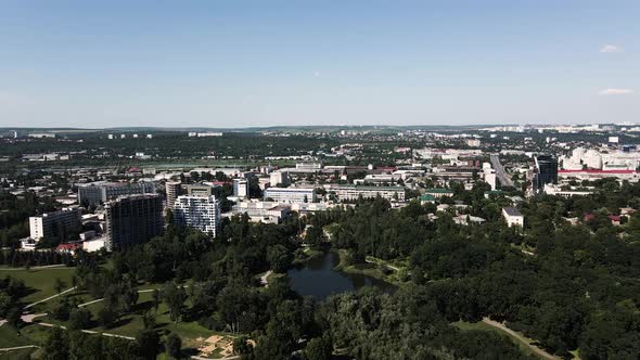 The City of Chisinau Filmed From Above with a Drone in Summer Wonderful View of a Developing City