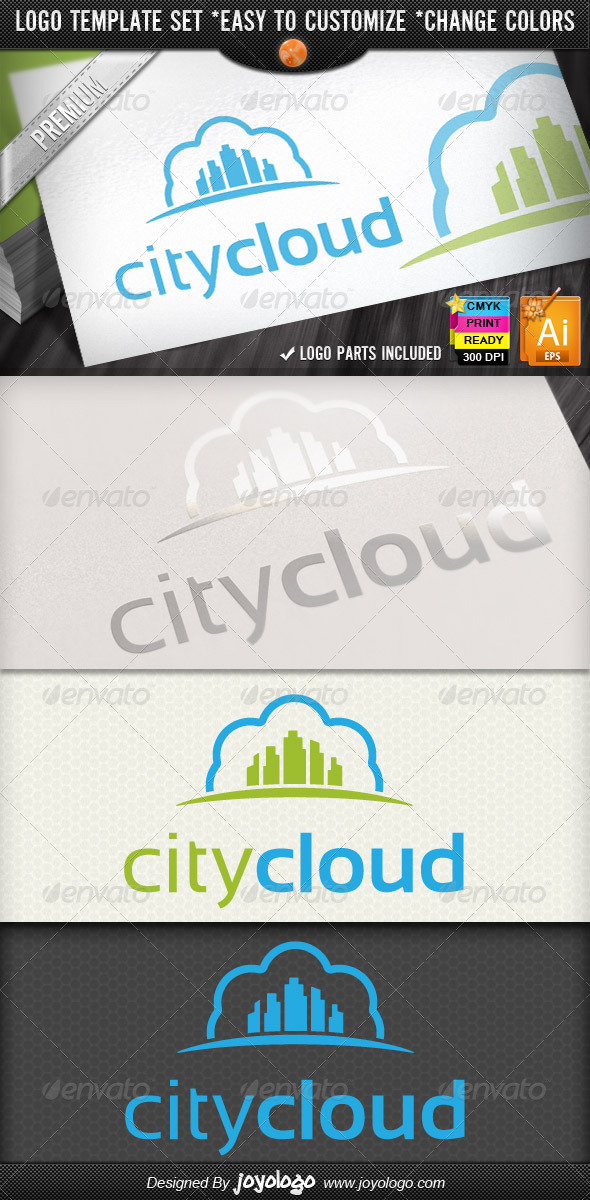 Modern Town Retro Sky Cloud City Logo Designs