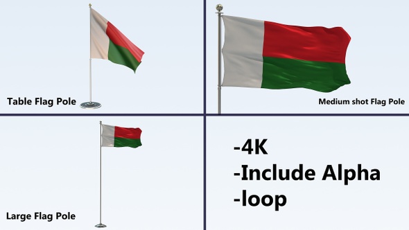 Madagascar  Flag Pack 4k-Loop 