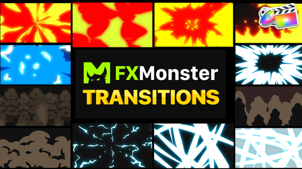 Cartoon Action Transitions | FCPX alt
