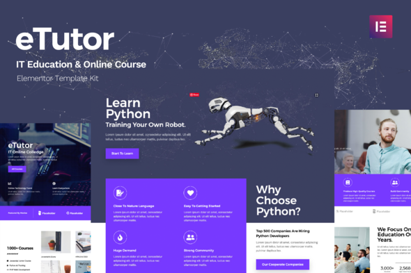 eTutor - Education & Online Course Elementor Pro Template Kit