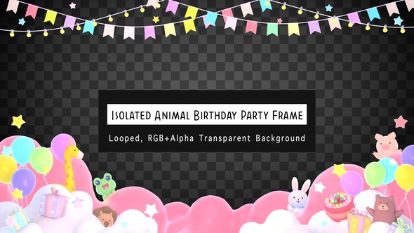 Isolated Animal Birthday Party Frame