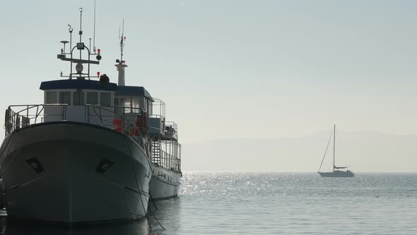 Boat and ships on the sea