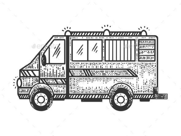 Ambulance Car Sketch Vector Illustration