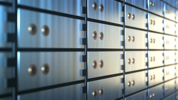 Safe Deposit Boxes in a Bank Vault Room