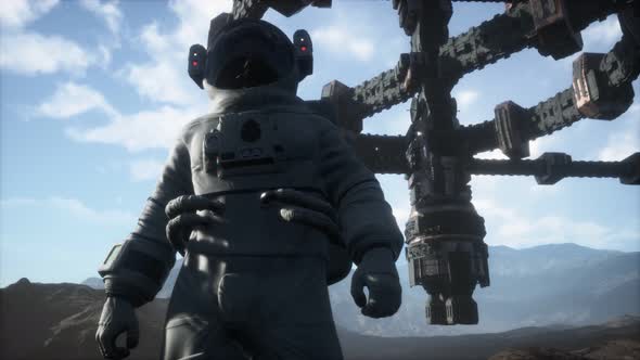 Astronaut on Another Planet with Dust and Fog alt