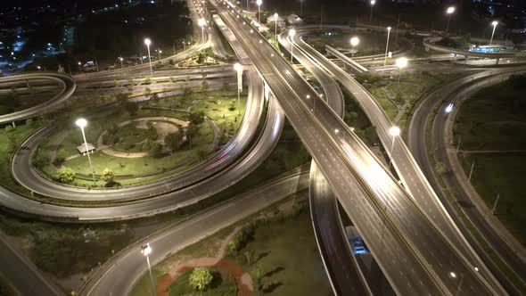 4K : Aerial hyperlapse drone shot of fast moving Highway road.