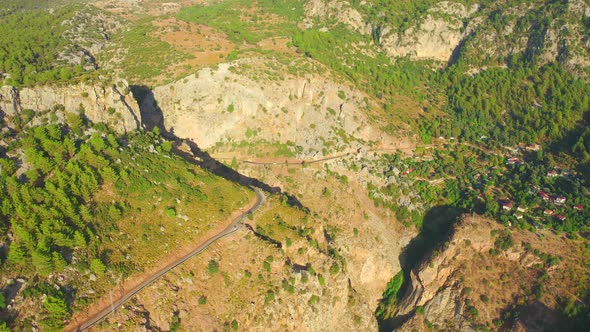 Aerial View on Mountain Road Near Oludeniz Fethiye Turkey