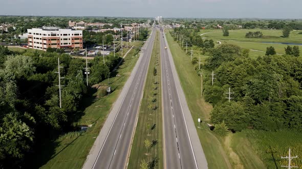 Aerial Drone Shot of the Highway 