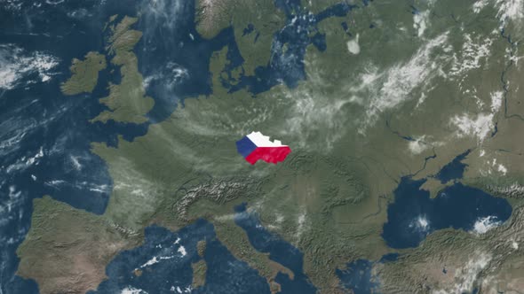 4K Globe Map of Czech Republic with a flag (Highlighted)