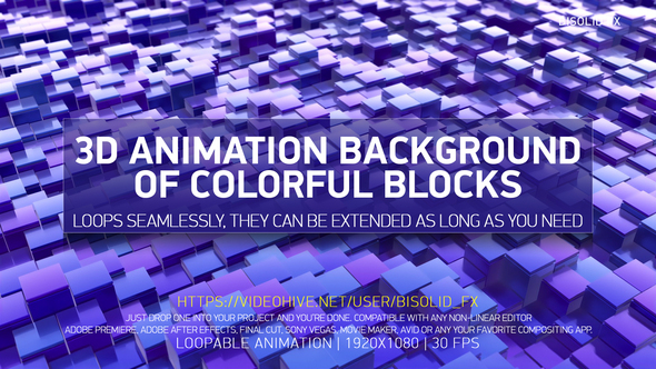 3D Animation Background Of Colorful Blocks