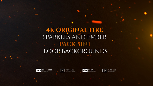 4K Original Fire Sparkles And Ember Pack 5in1 Loop Backgrounds alt