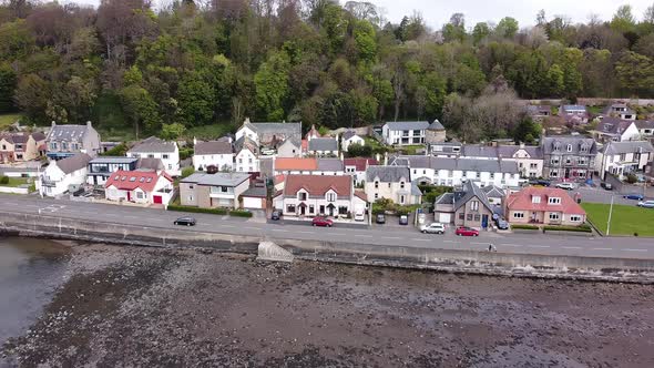 Shore, Sea, Village. Scotland, Lime Kilns Village On The Shore Of Firth Of Forth Bay, County Fife