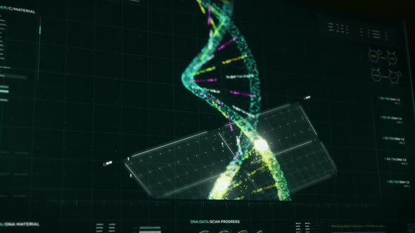 White Transparent Board Passes Through A Chromosome In Special Medical Software alt