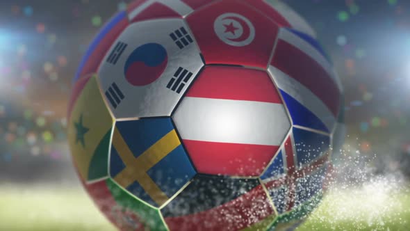 Austria Flag on a Soccer Ball - Football in Stadium alt