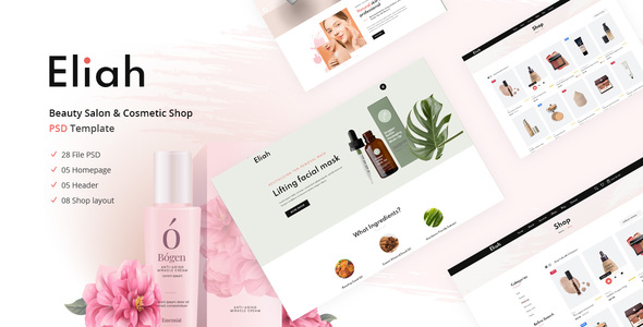 Eliah | Beauty Salon & Cosmetic Shop PSD Template