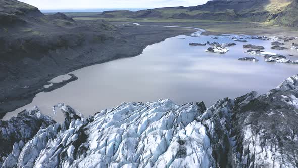 High Angle View of the Melting Solheimajokull Glacier in Iceland