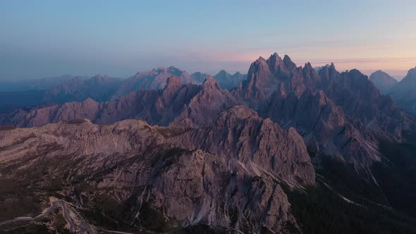 Fly Over Famous Italian Park Tre Cime Di Lavaredo