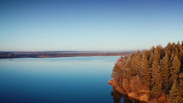 Winter landscape over the river