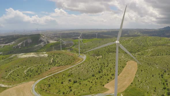 Huge Blades Rotating in Wind for Alternative Power Generation, Renewable Energy