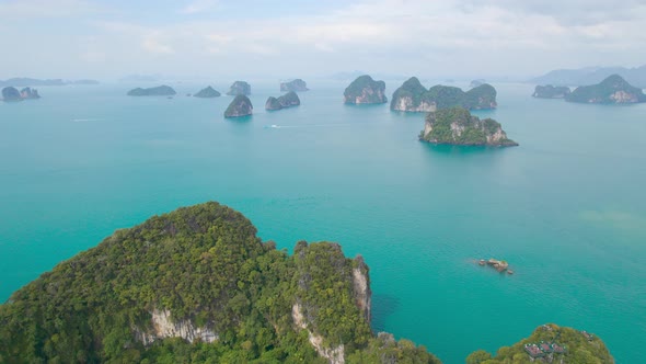 Many Small Tropical Islands in the Sea Cliffs and Rocks in the Water