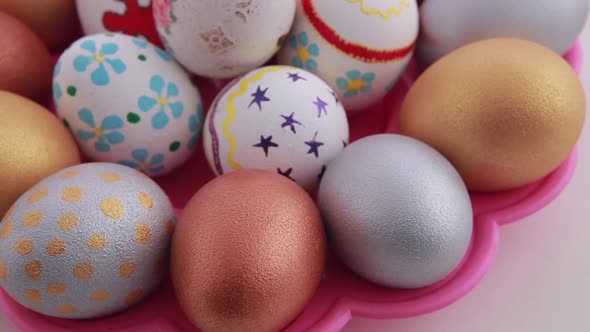 Colorful Easter Eggs Isolated Over White Background