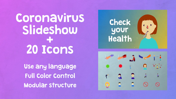 Coronavirus Covid Slideshow + Icons | Premiere Pro MOGRT