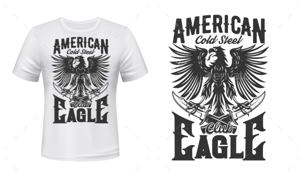 Heraldic Eagle and Crossed Daggers, T-shirt Print