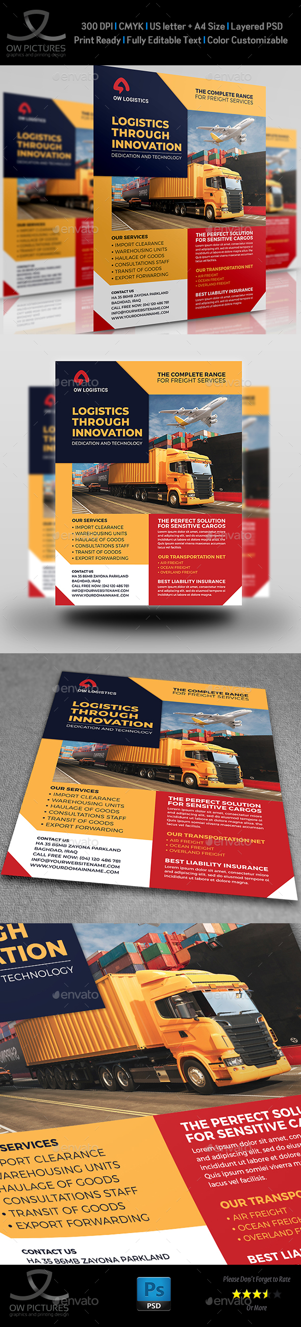 Freight and Logistics Services Flyer Template Vol.7