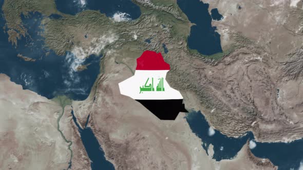 4K Globe Map of Iraq with a flag (Highlighted)