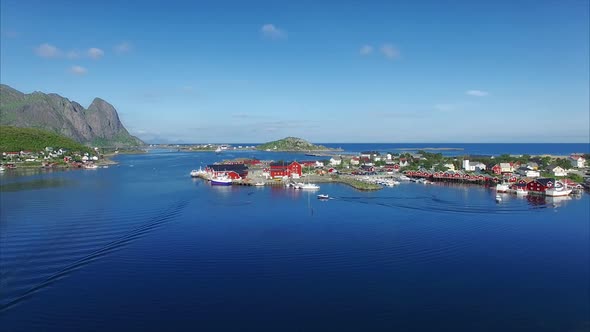 Scenic aerial of Reine on Lofoten islands, Norway