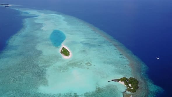 Aerial seascape of exotic bay beach by sea and sand background