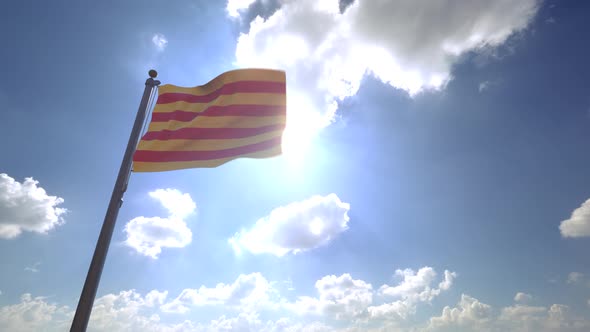 Catalonia Flag on a Flagpole V4 - 4K