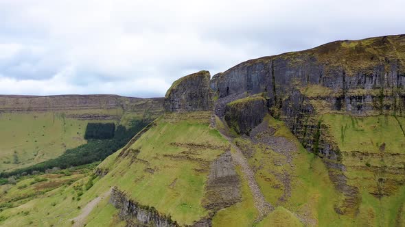 Aerial View of Rock Formation Located in County Leitrim Ireland Called Eagles Rock