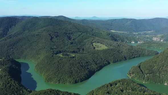 Aerial view of water reservoir Ruzin in Slovakia