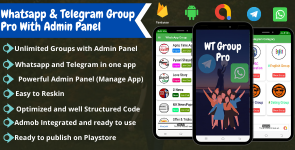 Whatsapp And Telegram Group Pro App With Admin Panel