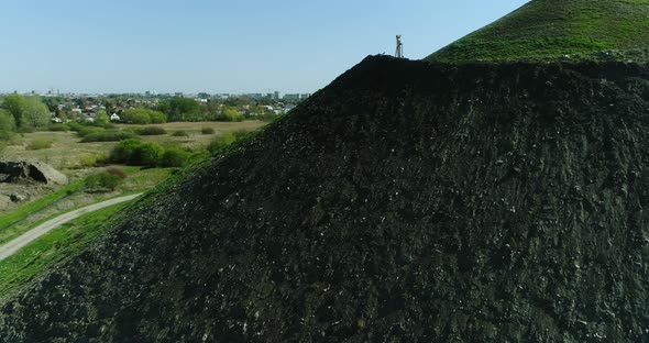 Aerial view of the garbage dump hill.