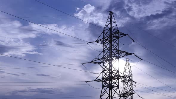 Power Transmission Line With Cloudy Sky alt