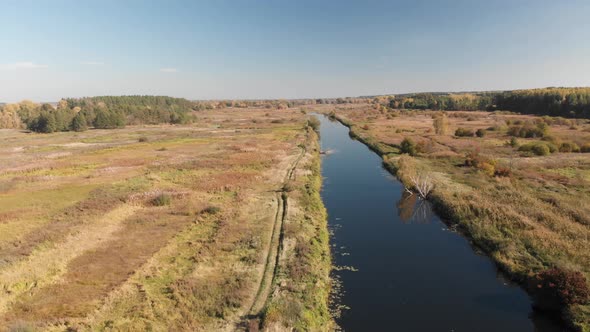 Flight Under the River in the Countryside.