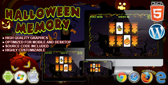 Halloween Memory - HTML5 Puzzle Game