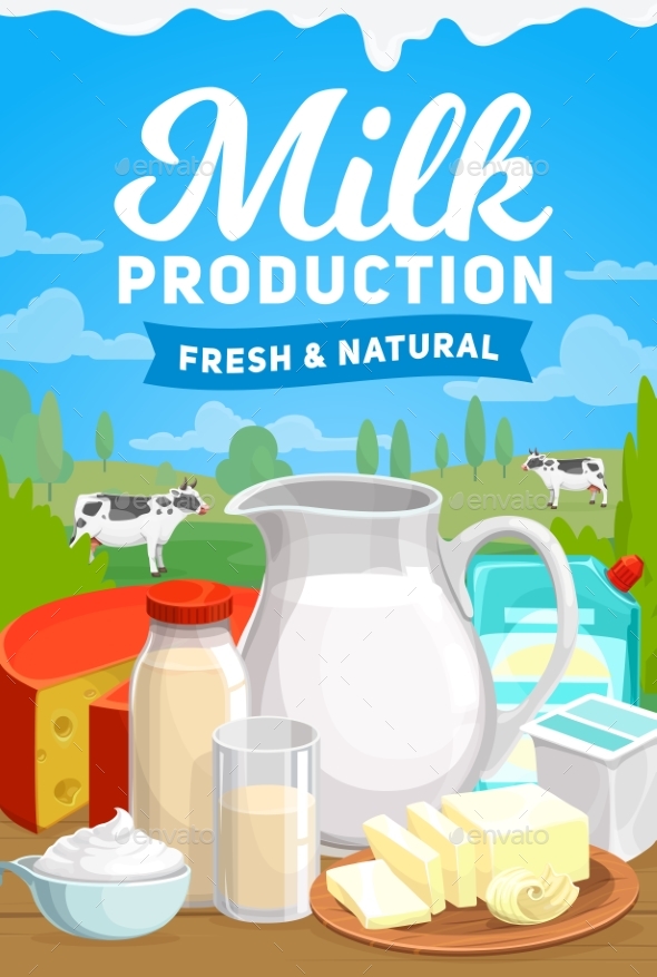 Dairy Farm, Milk Food Organic Products Poster