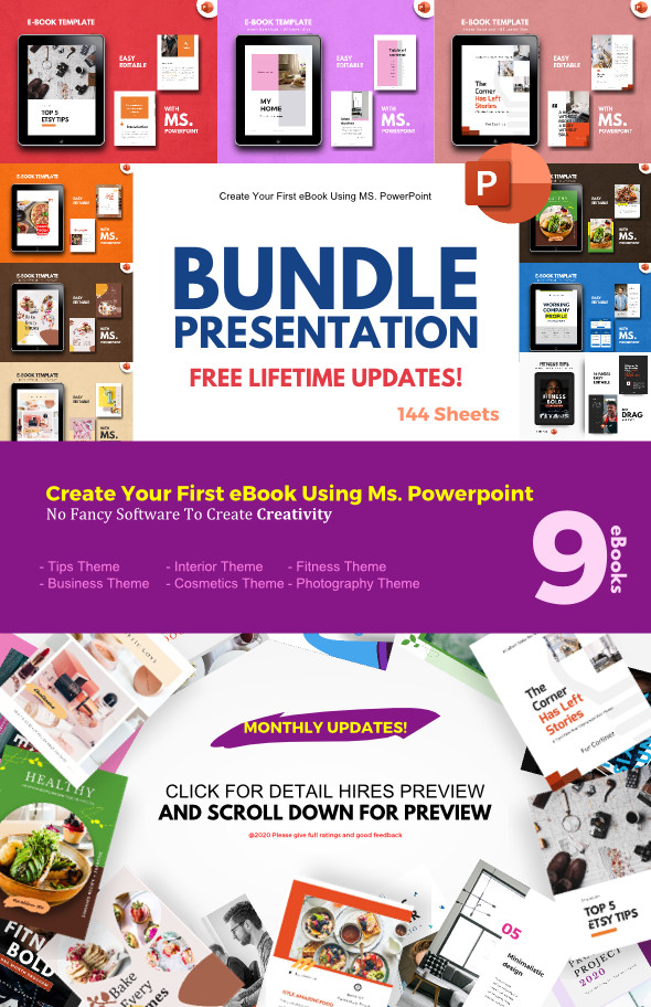 Multipurpose 9 Bundle Presentation PowerPoint Template - eBook Template