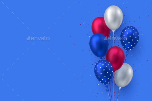 Glossy Balloons in Colors of American Flag
